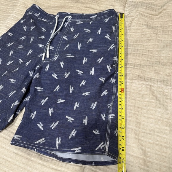 Johnnie-O Swim Trunks Mens Small Navy Blue AOP Logo Lined Bathing Suit - Picture 6 of 10